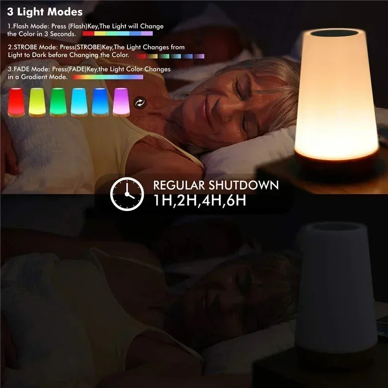 Frendorf | 13-Farben wechselnde Nachtlicht – RGB Fernbedienung Touch dimmbar USB aufladbare Tisch Nachttischlampe für Atmosphärenbeleuchtung