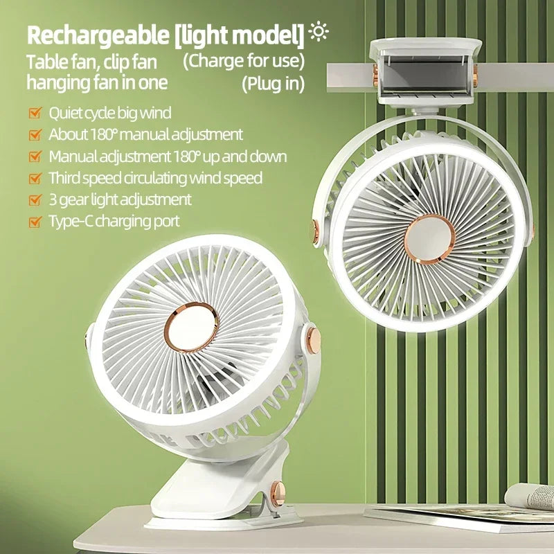 Frendorf | Multi-Winkel Outdoor Clip-On Wiederaufladbarer Kühlventilator