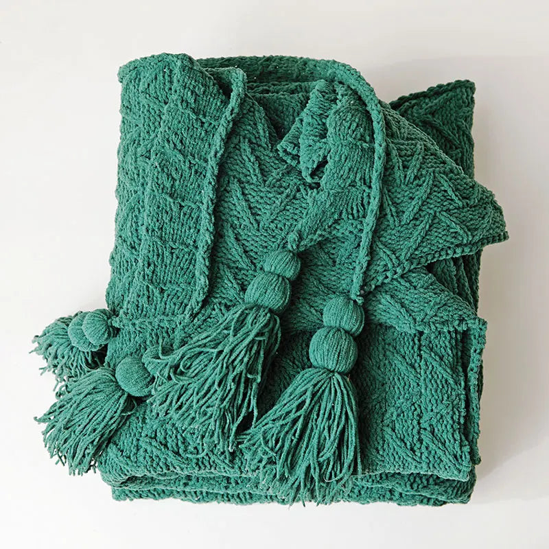 Frendorf | HeartKnit Kuscheldecke aus Chenille | Strickdesign | Für Bett & Sofa | Weich & Gemütlich
