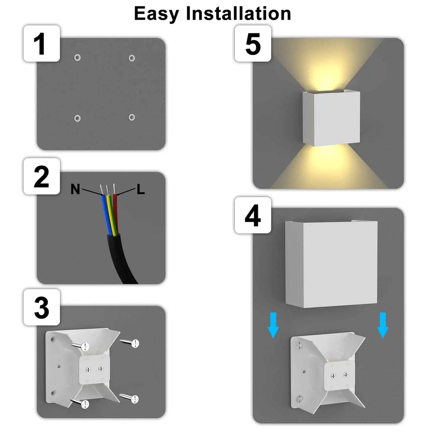 Frendorf | 2-Pack LED Wandleuchten – Moderne 6W oben & unten Wandleuchten, wasserdicht IP65 für Wohnzimmer, Flur, Schlafzimmer, Innen- & Außengebrauch