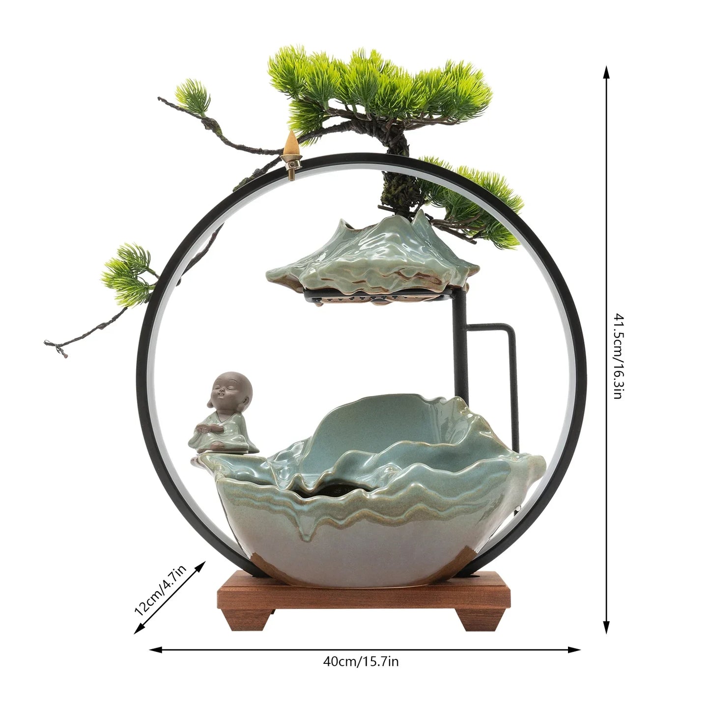 Frendorf | Wasserfall Fortune LED Räucherstäbchenhalter Zen Dekor
