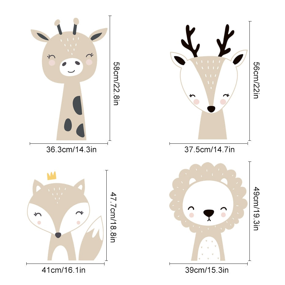 Frendorf | Cartoon Wandtattoos Süßer Hirsch Fuchs Polka Punkte