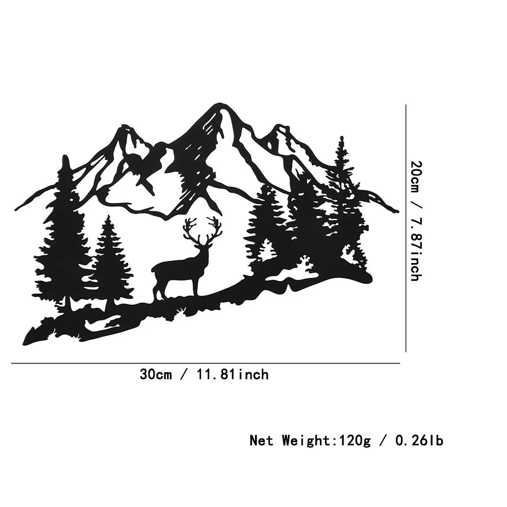 Wald Elch Metall Wandkunst Schild Bauernhaus Hängehängedekor Schwarzes Ausschnittschild Heimatbüro Wohnzimmer Schlafzimmer Dekoration