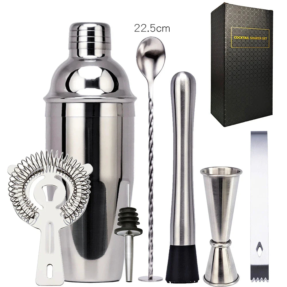 550 ml/750 ml Edelstahl Cocktail Shaker Mixer Trinken Barkeeper Set Bars Set Werkzeuge Mit Wein Regal Ständer Werkzeug für Geburtstag Geschenk