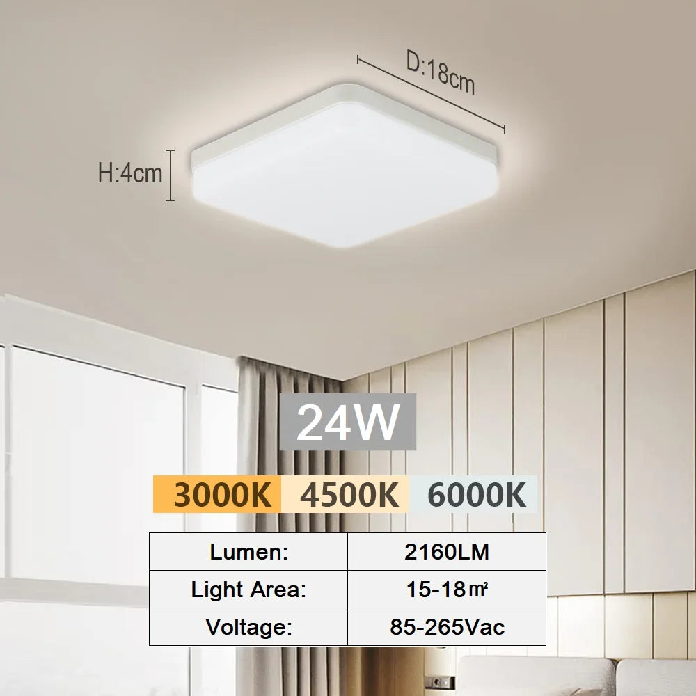 Frendorf | 12-Zoll LED-Deckenleuchte – Quadratische schlanke moderne Leuchte mit Fernbedienung für Schlafzimmer, Wohnzimmer, Flur und Küche