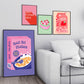 Abstraktes Buntes Bild Schwimmbad Kunst Poster Druck Romantisches Mädchen trinkt Milch Kuchen Leinwand Malerei Wohnzimmer Wohnkultur