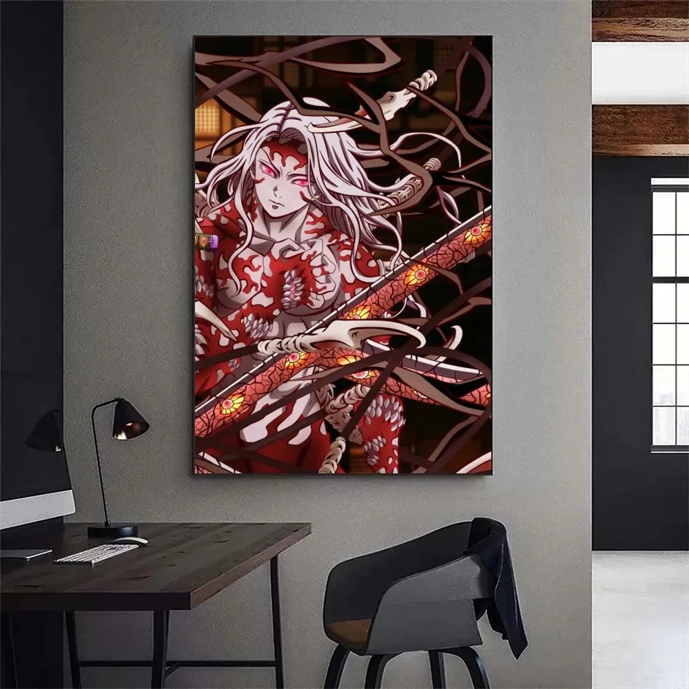 Demon Slayer Kibutsuji Muzan Kokushibou Anime Poster Gallery Prints Painting Wall Canvas Pictures Living Room Sticker