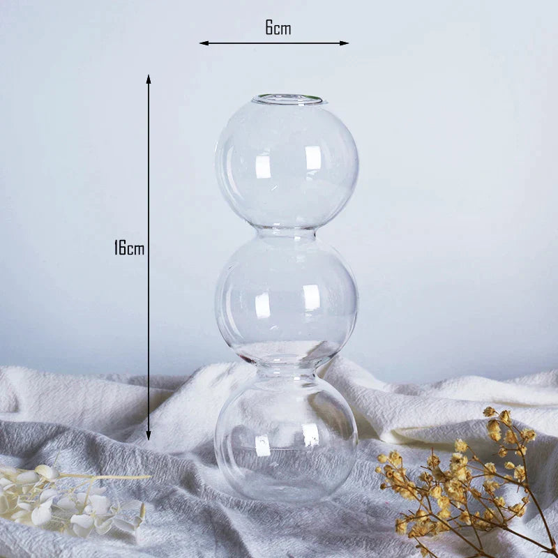 Glasvase Nordisches Wohndekor Blasenvase Kleine Vase auf Bunter Tischdekoration Geschenk Blaue Glasvase