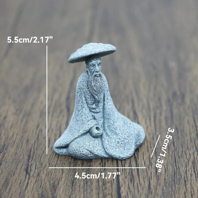 Miniatur Alter Fischer Schach Spielen Sand Steine Figur Aquarium Ornamente Feengarten Bonsai Steingarten Landschaft Raumdekoration