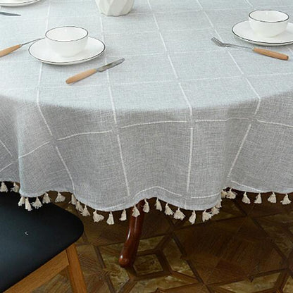 Ästhetische runde Leinentischdecke