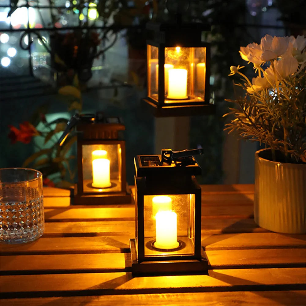 LED Retro Flackernde Hängelaterne: Helle Gehwegdekoration Solar Lampe für Außenpalastbeleuchtung