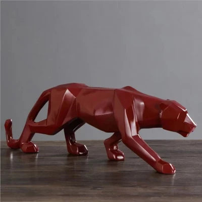 Panther-Statue, Tierfigur, abstrakter geometrischer Stil, Kunstharz, Leopardenskulptur, Heimbüro, Desktop-Dekoration, Kunsthandwerk