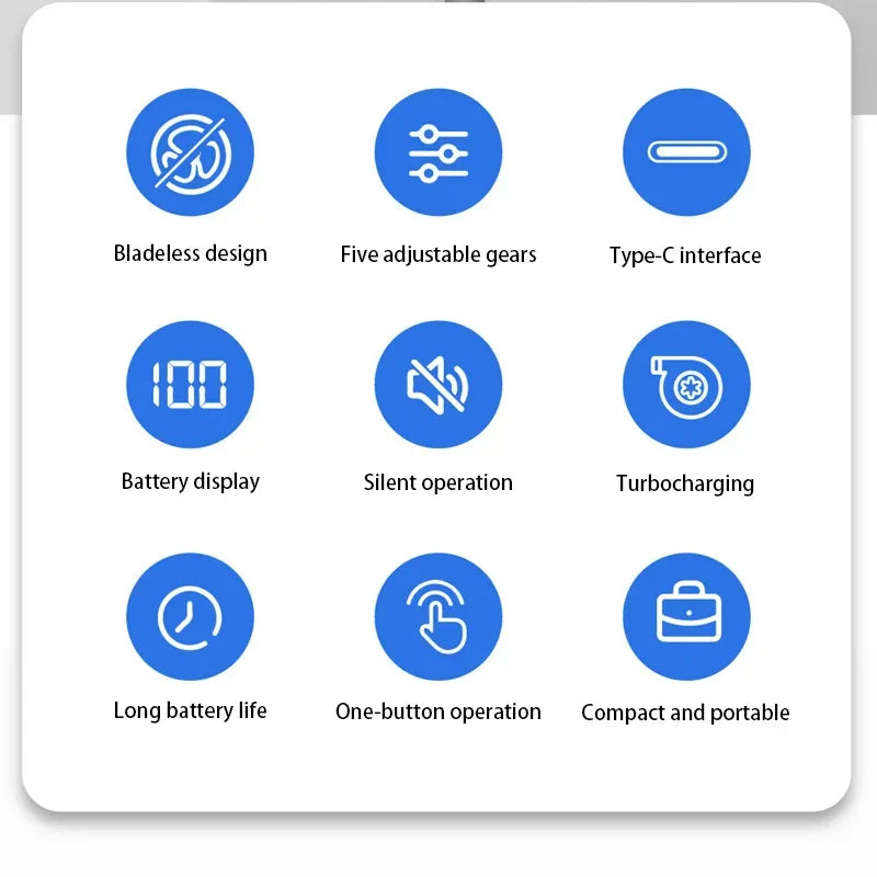 Frendorf | BreezeMaster Handventilator | Bladeless Design | 100 Windstufen | Wiederaufladbarer Akku