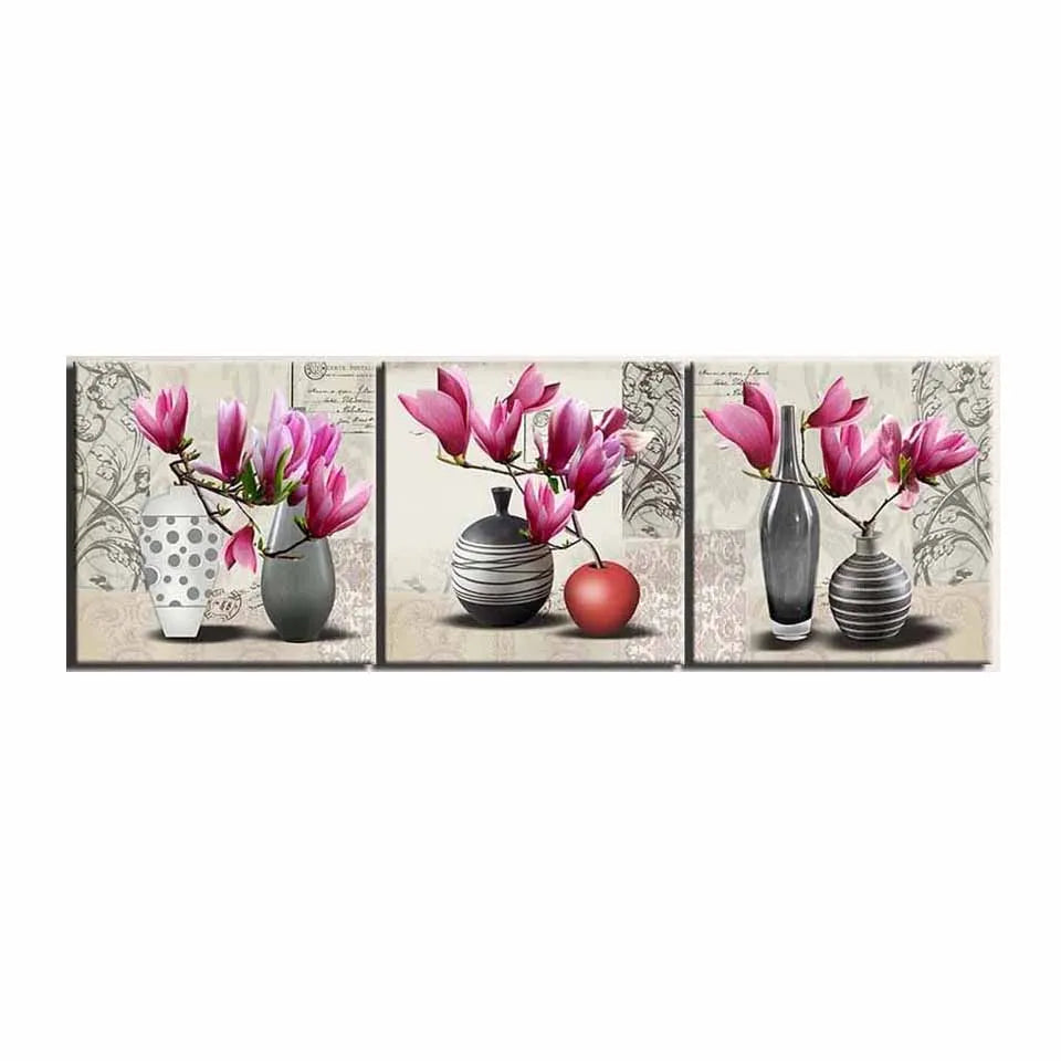 Diamant Malerei Triptychon Magnolia Blumen Diamant Stickerei Neu angekommen Kreuz Stich Kits DIY Mosaik Bild Home Decor