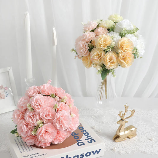 Frendorf | 28 cm Künstlicher Nelkenstrauß – 1/3 Stück Seidenblume für Zuhause, Hochzeit, Zimmer, Gartendekoration, DIY Braut hält Blumen