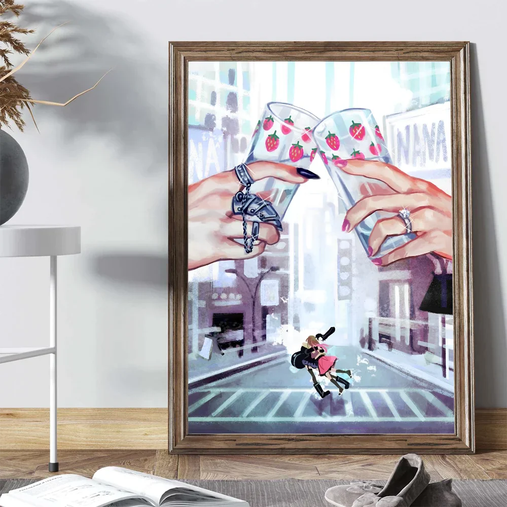 Japanischer Klassischer Anime NANA Poster Selbstklebendes Kunstposter Retro Kraftpapier Aufkleber Raum Bar Café Vintage Dekoratives Gemälde
