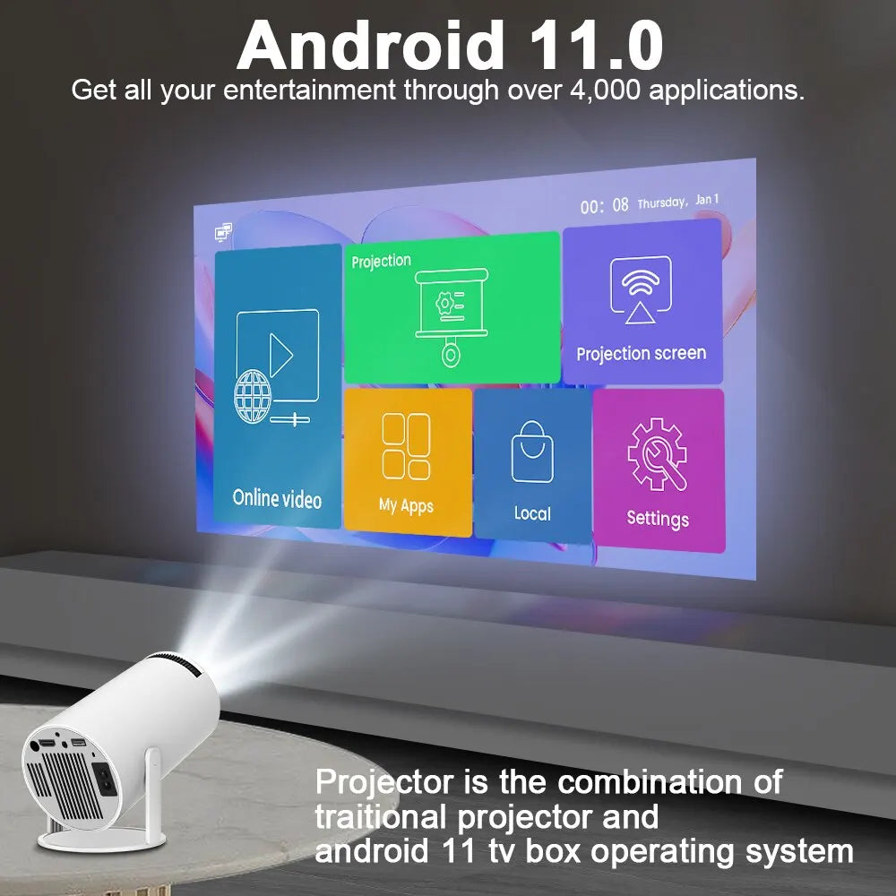 Frendorf | Vision4K Android Projektor Pro | 4K UHD Beamer | WLAN & Bluetooth | Heimkino & Streaming