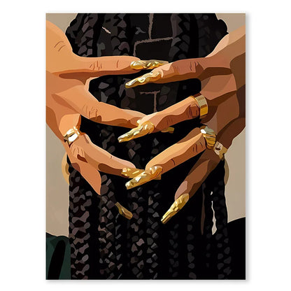 Trendige Accessoires Poster Mode Schwarz Party Mädchen Kunst Wandkunst Nagelstudio Leinwand Malerei Zuhause Wohnzimmer Schlafzimmer Dekoration