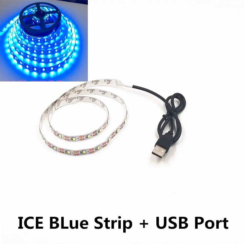 USB LED Nachtlichtstreifen - DC5V, SMD 3528, 50CM 1M 2M 3M 4M 5M Längen, mit USB-Anschluss für TV, PC, Laptop