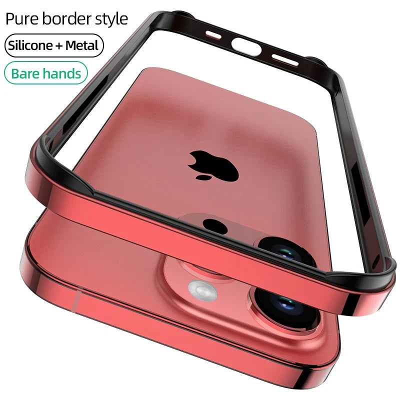 Frendorf | Luxus Silikonrahmen Hybrid Aluminium Bumper Hülle für iPhone