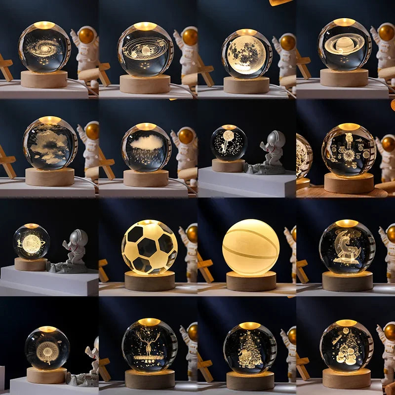 3D Mondkristallkugel Lampe