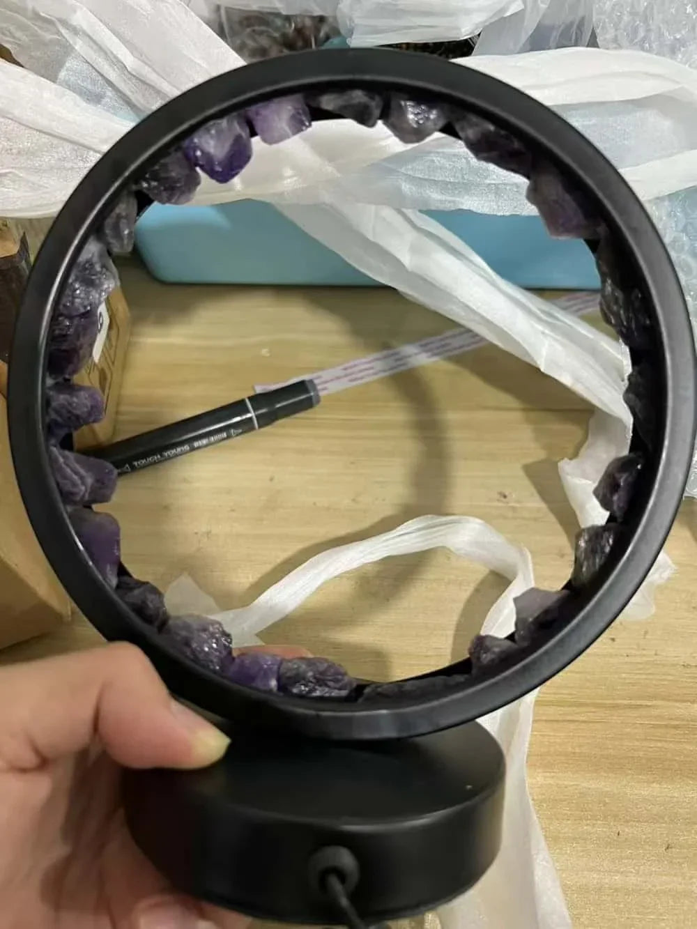 Frendorf | Amethyst Kristall Ring Lampe