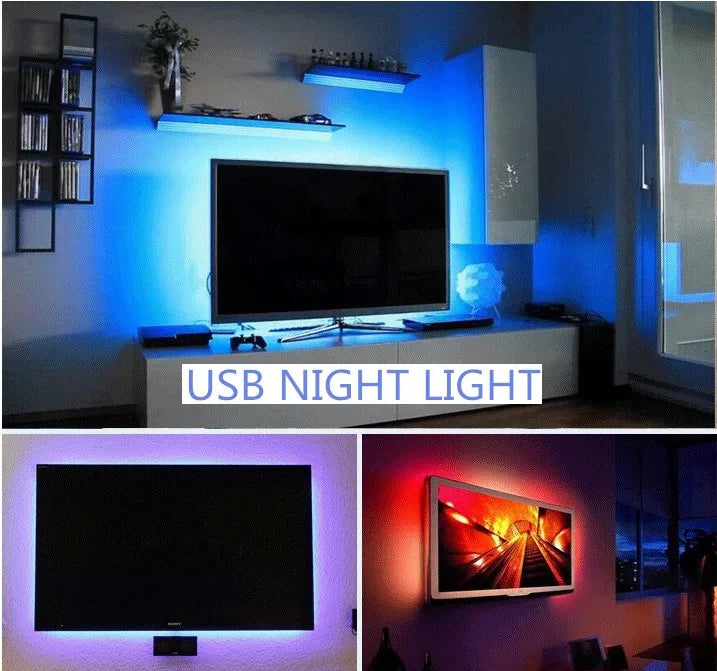 USB LED Nachtlichtstreifen - DC5V, SMD 3528, 50CM 1M 2M 3M 4M 5M Längen, mit USB-Anschluss für TV, PC, Laptop