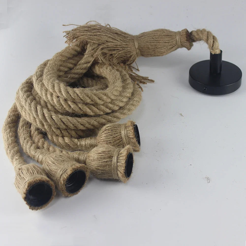 Vintage Hanfseil Pendelleuchte