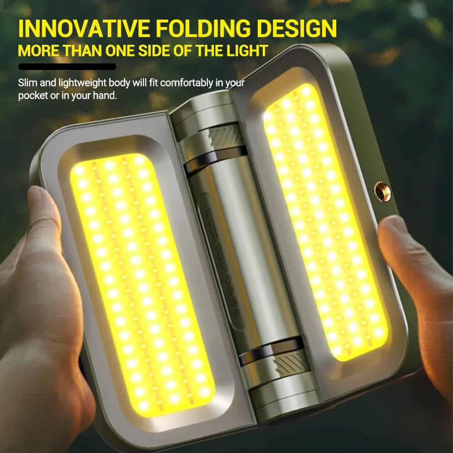 Frendorf | LumiPro | LED-Campinglampe | 2000 Lumen Flutlicht | Solar & USB-C Ladeoptionen