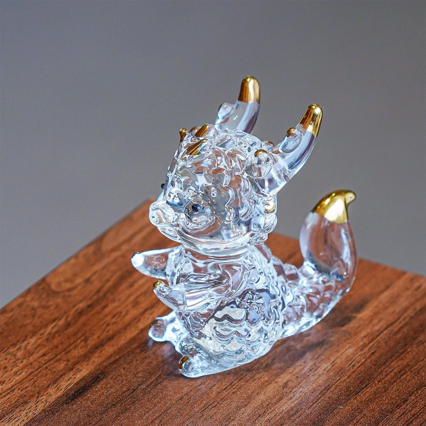 H&D 3-Zoll Kristalldrachen Figur Sammlerstücke Kunstglas Tier Ornament Dekoration für Bürotisch Zuhause Schlafzimmer
