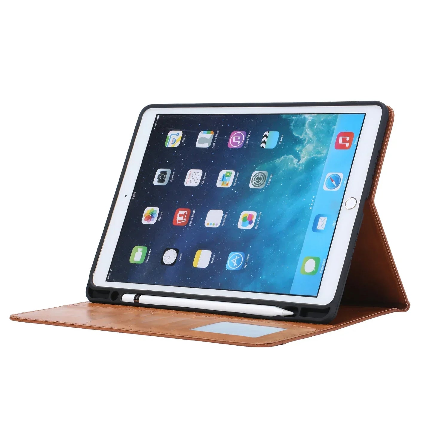 Frendorf | Leder Flip Case für iPad 9,7 (2017-2018), 10,2 (7. / 8. Gen), Air 2/3/4, Pro 9,7/10,5/11 - Wasserdicht, Stoßfest, Business Tablet Hülle