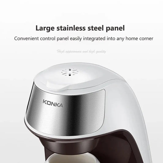 KONKA Kaffeemaschine 2 in 1, Tee- und Kaffeepulver, mehrere Tropfen, Cafeteria, schnelles Aufheizen, Büro und Zuhause, 220 V, einfache Bedienung
