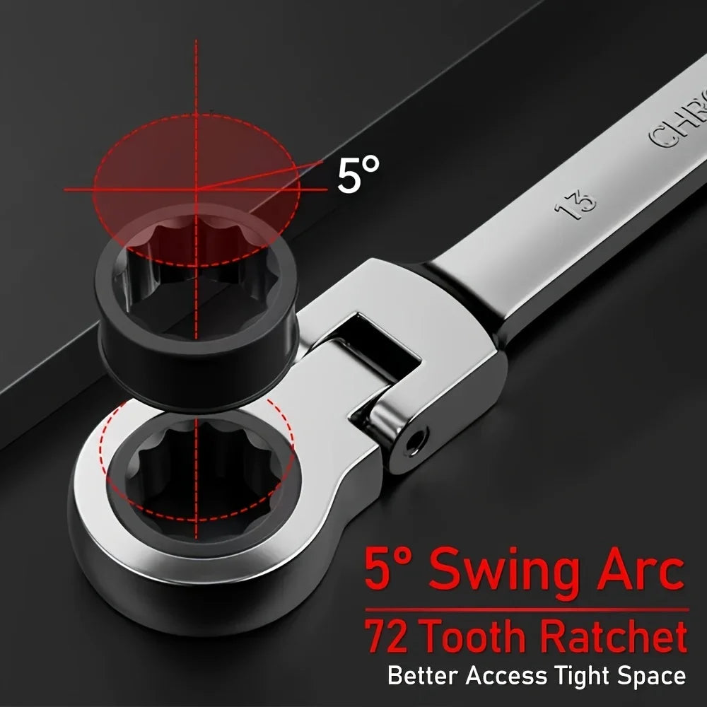 Frendorf | 12-teiliges Flexkopf-Ratschenschlüsselset - Chrom-Vanadium-Stahl