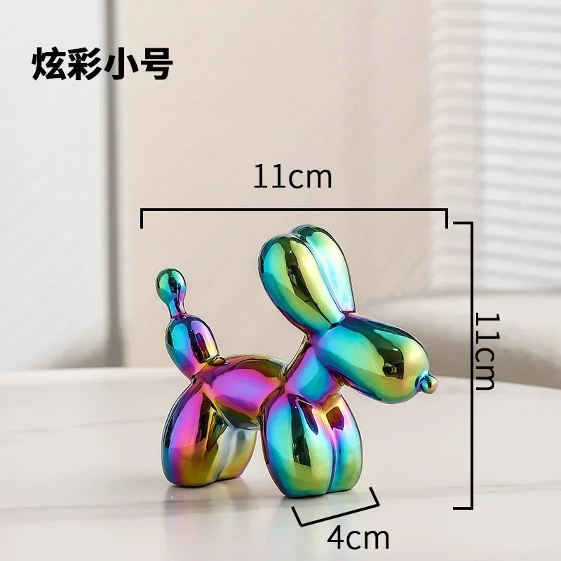 Nordic Keramik Ballon Hund Skulptur Gold Tier Dekorationen Statue Wohnzimmer Ornamente Kreative Desktop Ornament Wohnkultur