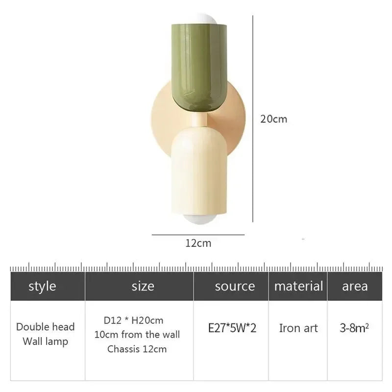 Nordic LED Wall Lamp Modern Minimalist Cream Double Head Lights For Living Room Bedroom Besides Study Indoor Decoration Fixture