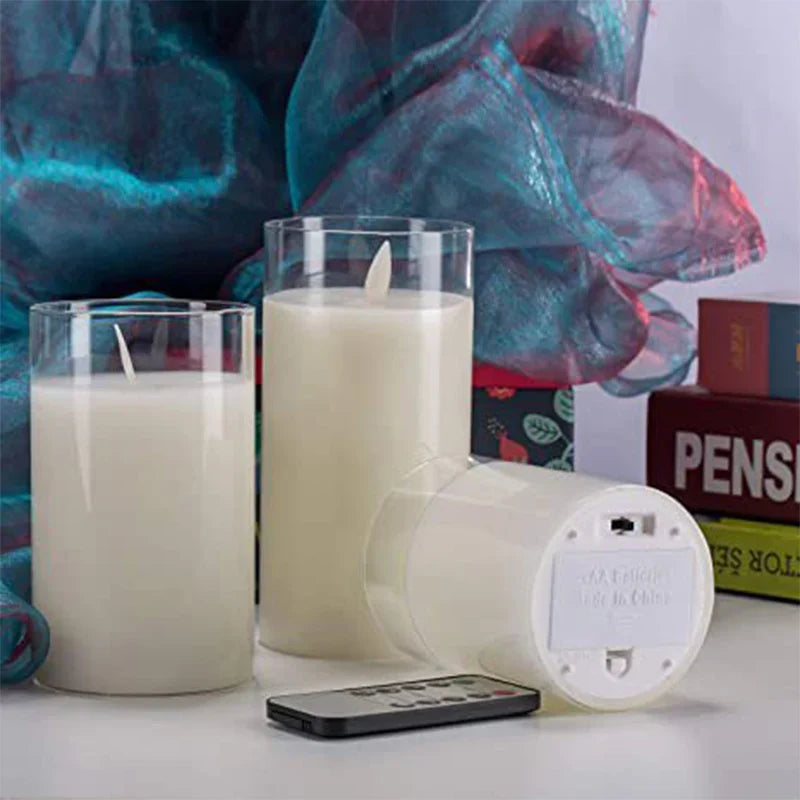 Frendorf | GlowLite™ Flammenlose LED Kerzen Set 3-teilig | Sicheres Stimmungslicht für Zuhause | Dekorative LED Kerzen