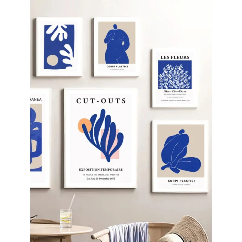 Nordic Simple Aesthetics Wandkunst Nude Linie Blau Abstrakt HD Öl Auf Leinwand Poster Zuhause Schlafzimmer Wohnzimmer Dekoration Geschenk