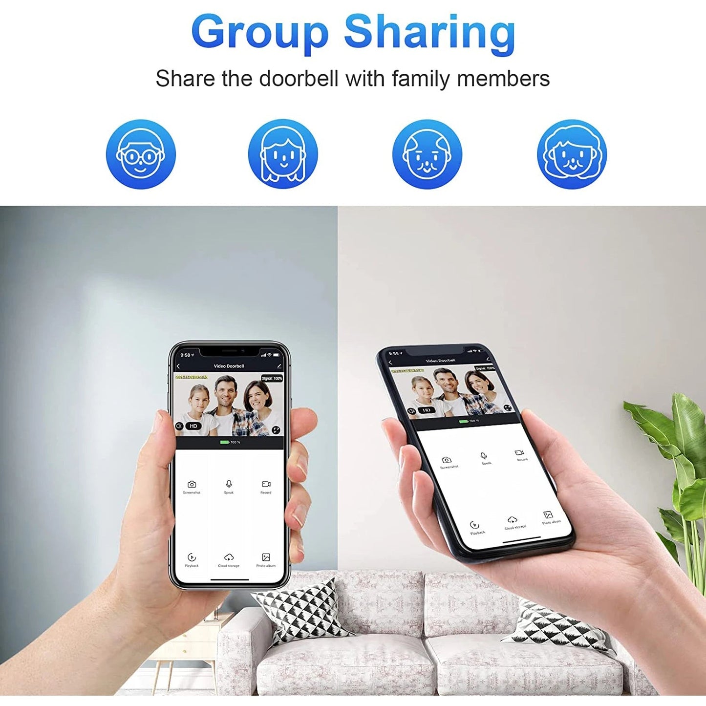 Frendorf | 1080P Wireless WIFI Türglocke Video Intercom Türglocke mit Kamera Tuya Smart Home für Sicherheitsüberwachung PIR Bewegungserkennung