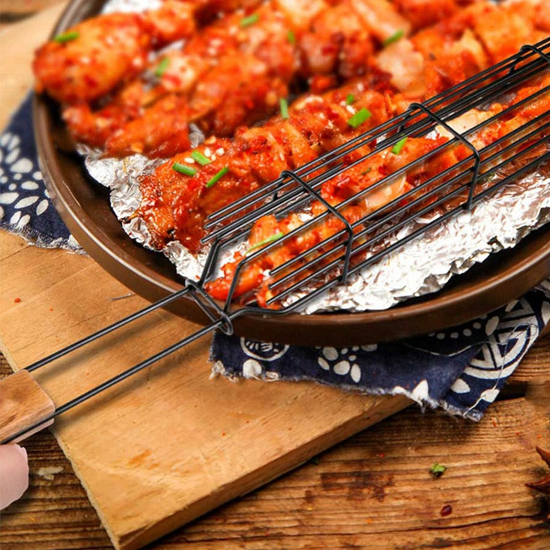 Tragbarer Antihaft-BBQ-Grillkorb - Kohlen-Grill-Zubehör für Outdoor-Camping, Picknick und Fleischröstung