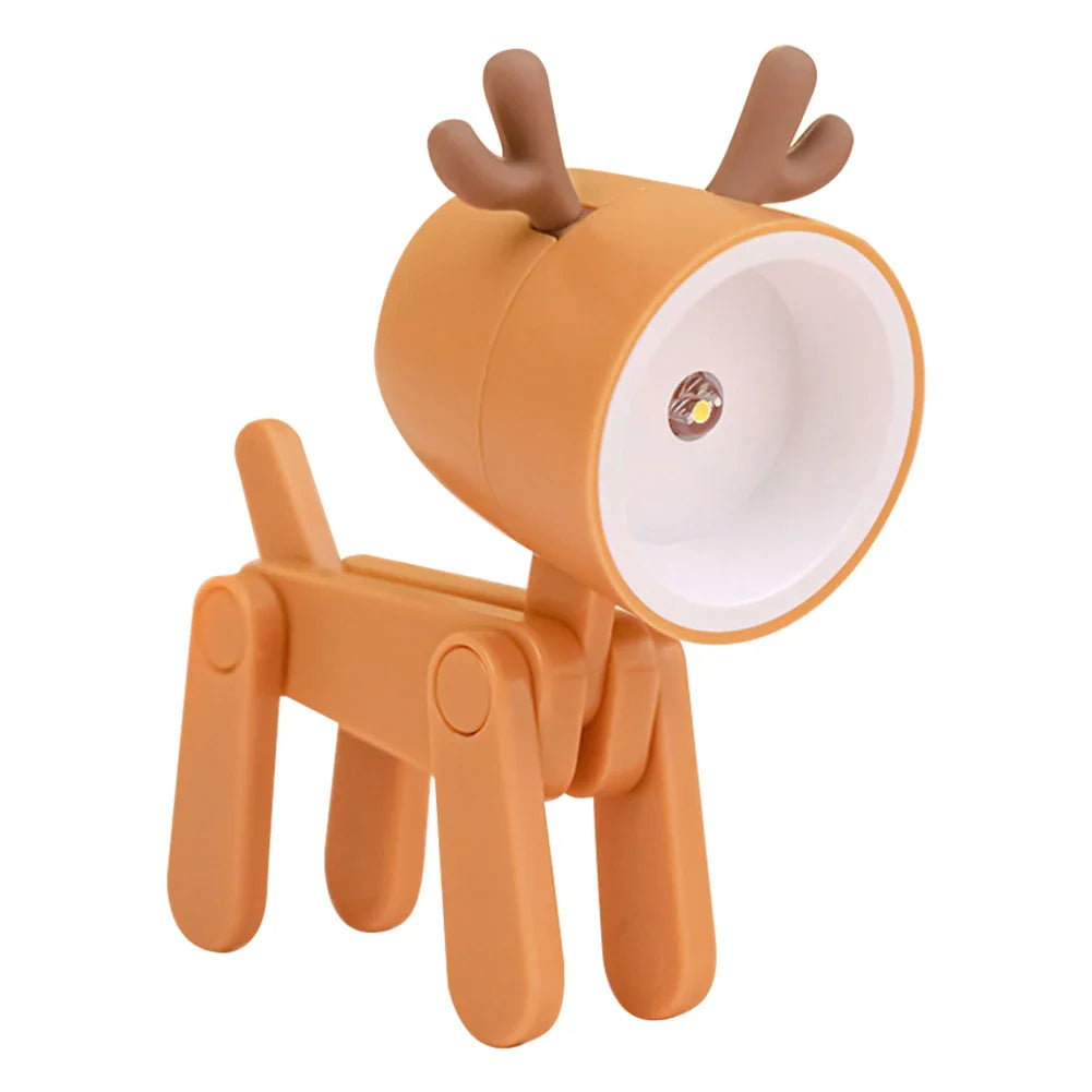 Niedliche LED Nachtlampe - Mini Haustier Hund, Reh, Dinosaurier Klapp-Tischlampe für Kinderzimmer