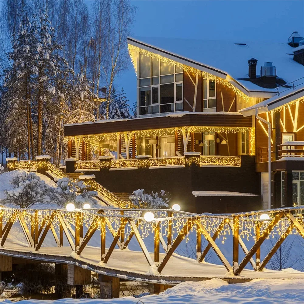 Outdoor Winter Slänger LED Eiszapfen Vorhang Weihnachtsbeleuchtung - Curtcle
