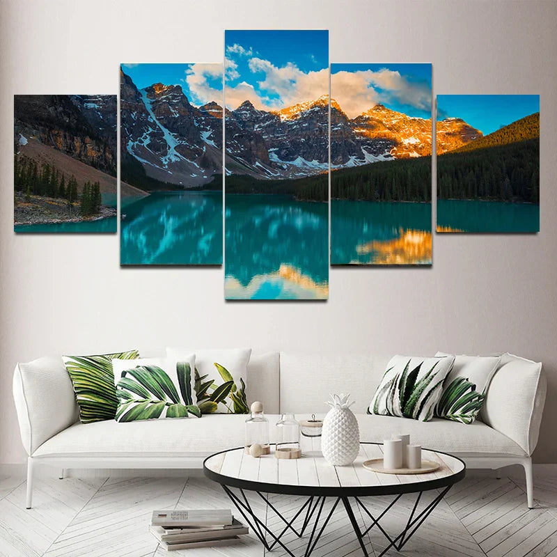 Frendorf | EcoHarmony Natur Leinwand 5er-Set | Wandkunst | Natürliche Eleganz | Wohn- und Bürodekoration
