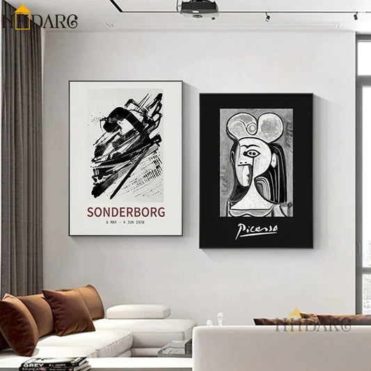 Mittelalterliche Retro-Stil Kollektion Schwarz Weiß Künstler Werke Leinwanddruck Malerei Poster Bild Wandkunst Wohnzimmer Wohnkultur