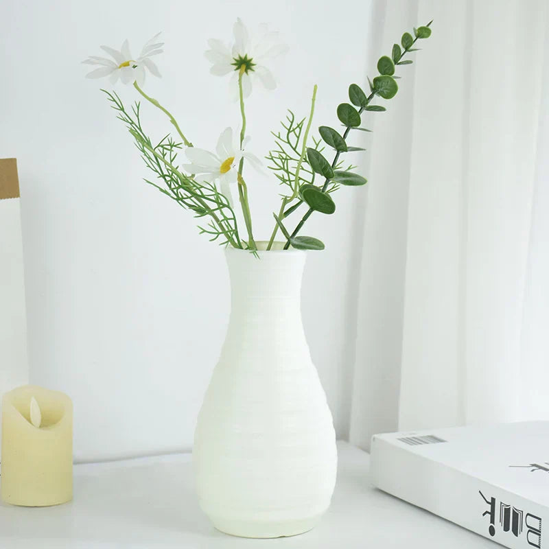 Frendorf | Blumeo Minimalistische Blumenvase | Weiße Keramikvase für Tisch- & Küchendekoration | Perfekt für Hochzeitsarrangements & Blumensträuße