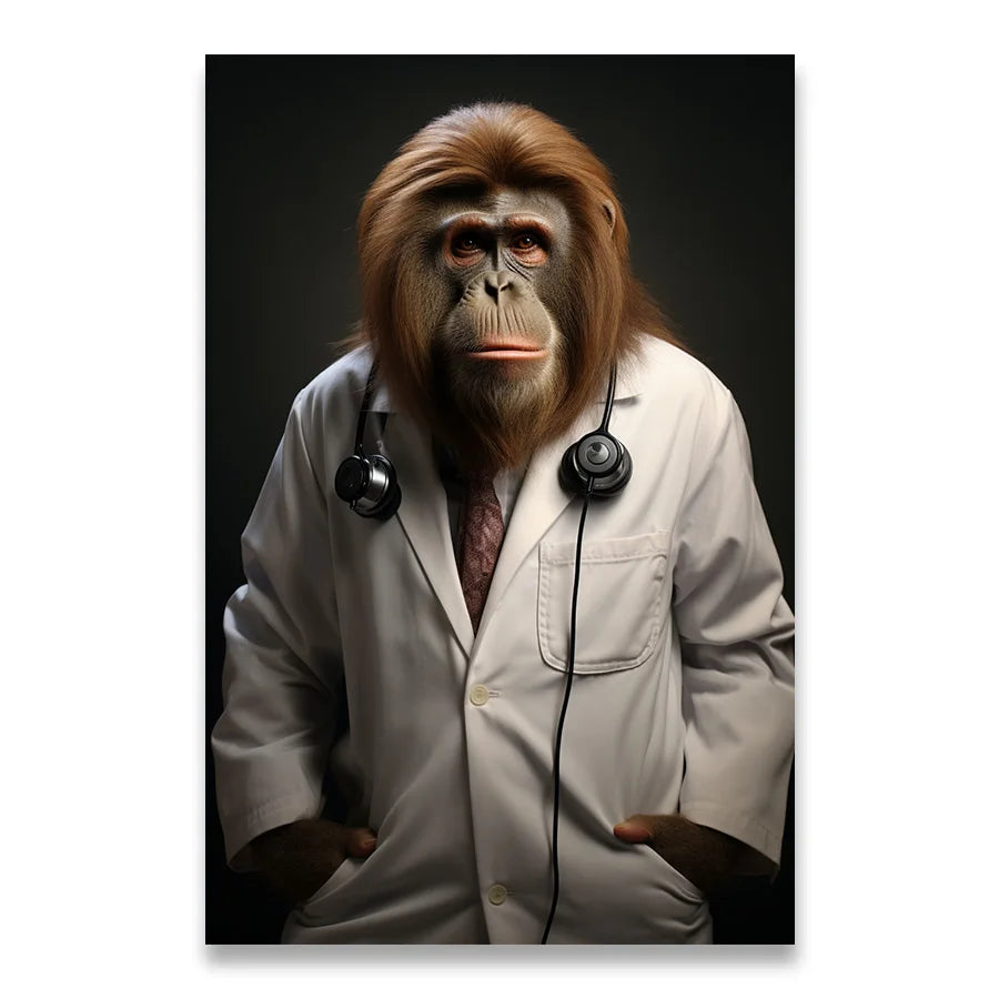 1Stk Wandkunst Leinwandmalerei Tierheimdekoration Wohnzimmer Innendekoration Arzt Poster Schlafzimmer Anwalt Orang-Utan Dekoration