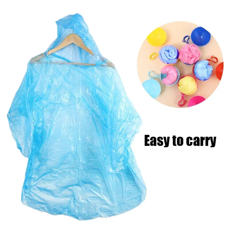 Einweg-Regenmantel-Set - 5/1 Stk tragbare Regenmäntel mit Schlüsselanhängerball für einfaches Reisen - wasserdichte Regenbekleidung für Reisen und Notfälle