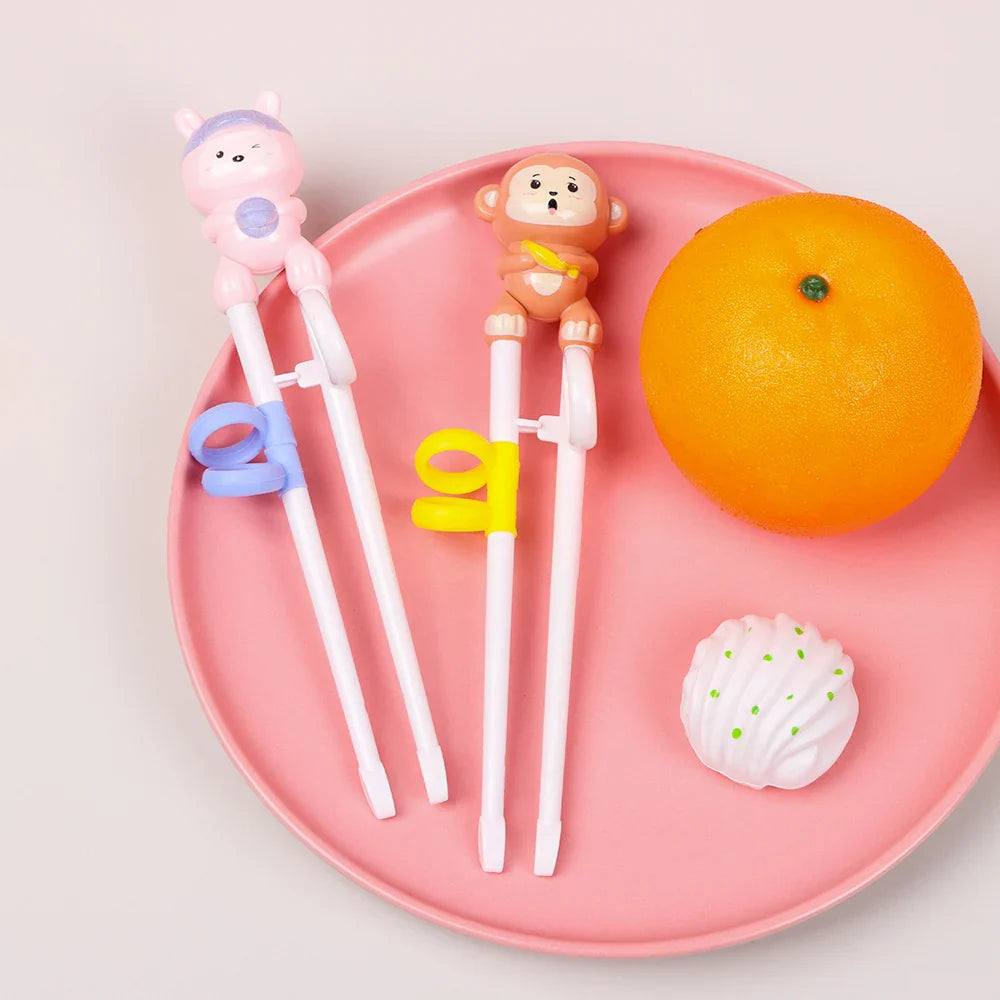 Cartoon Tier Baby Training Essstäbchen - 1 Paar, Anfängergeeignetes Kinderlern-Geschirr & Esshilfe Werkzeuge