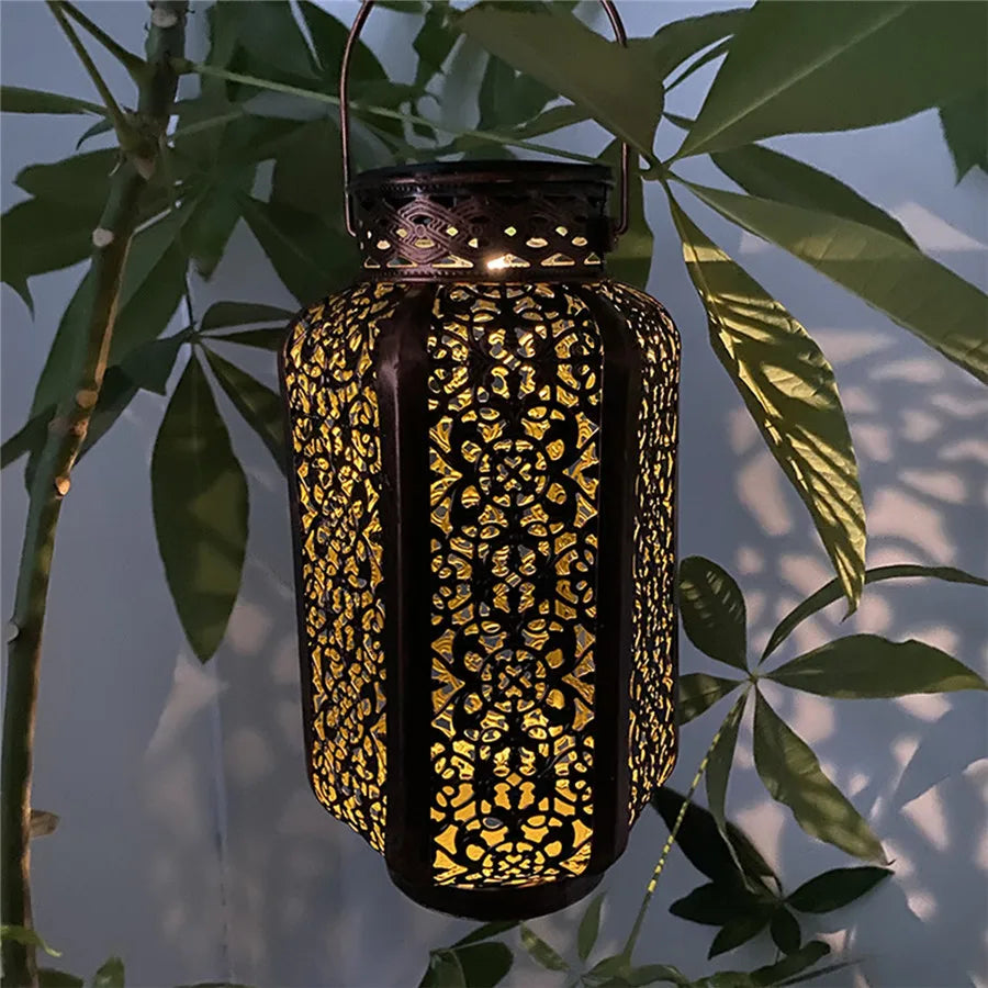 Frendorf | DecoGlow Art Deco Solarlaterne | Elegante Gartenbeleuchtung | Nachhaltige LED-Lampe | Dekoratives Licht für Außen