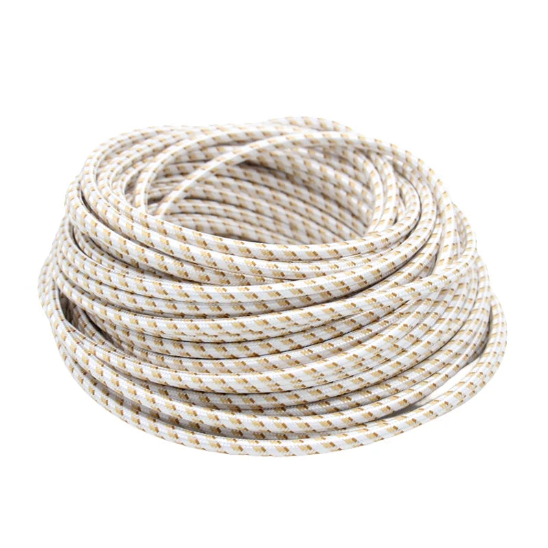 Frendorf | 3 Kern Vintage Textilkabel – Bunte Gewebte Stromkabel für Beleuchtungsprojekte (3m, 5m, 10m)