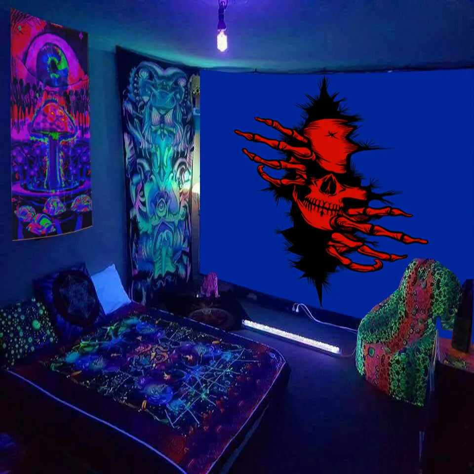 Psychedelischer Pilz Glow Wandteppich